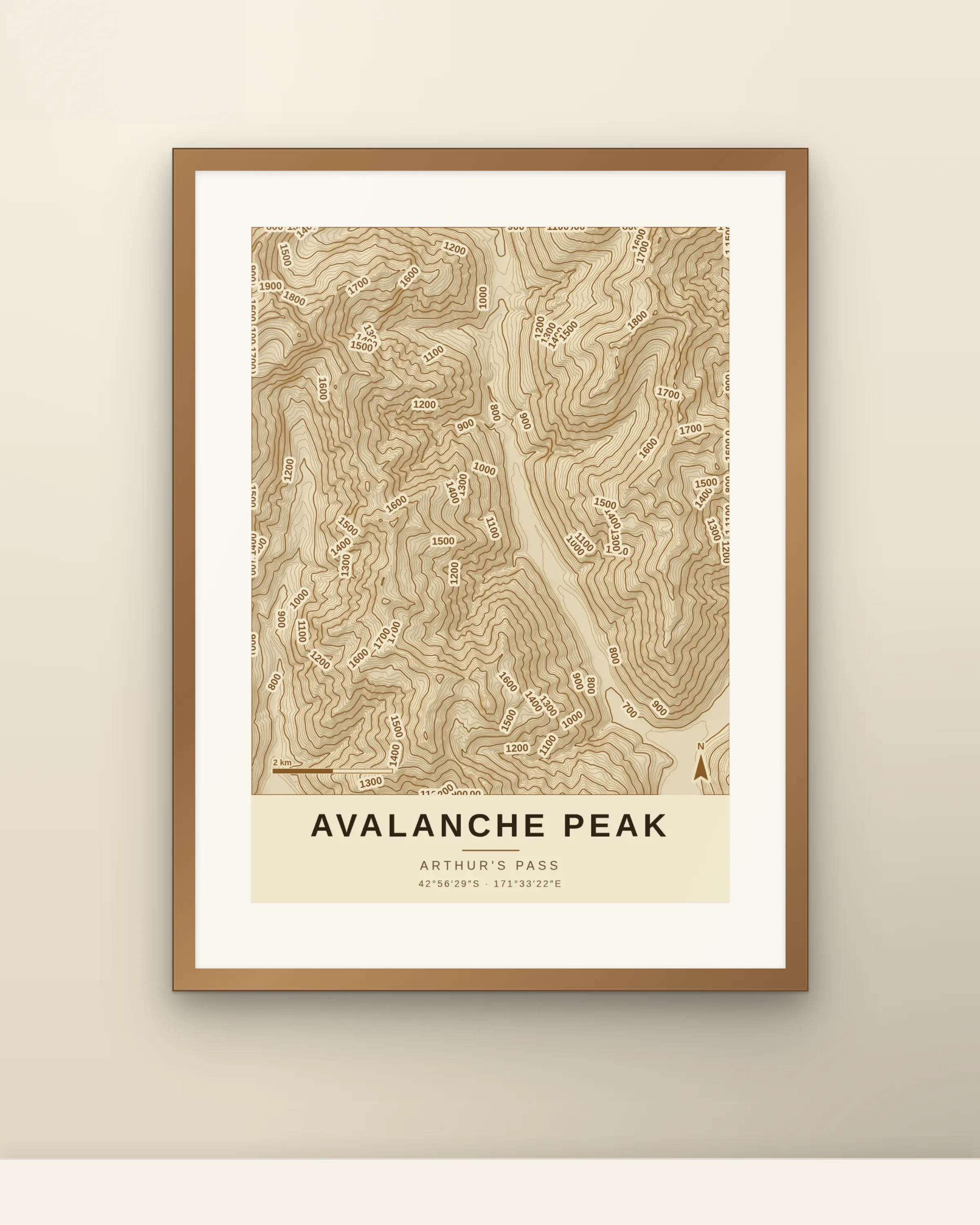 AVALANCHE PEAK framed on a wall